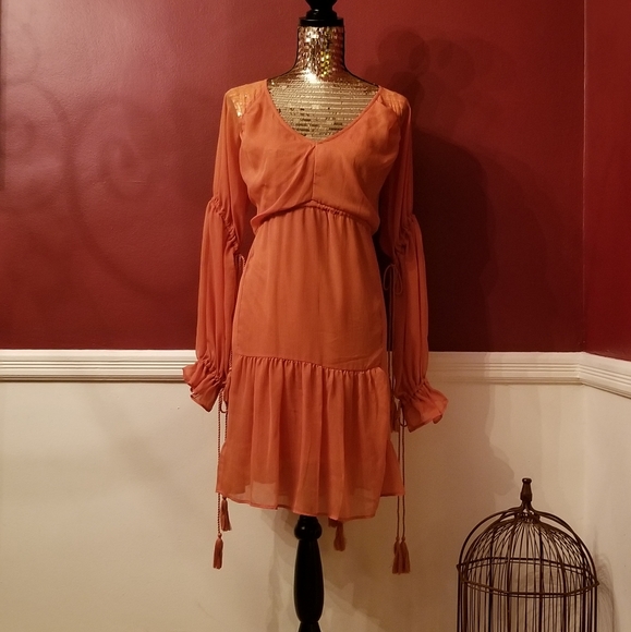 boohoo denim v neck dress with puff sleeve in white